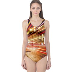 Telephone Box London Night One Piece Swimsuit by Uceng