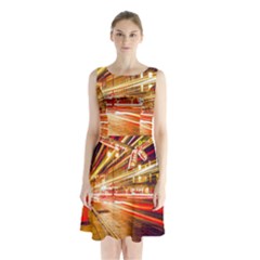 Telephone Box London Night Sleeveless Waist Tie Chiffon Dress