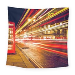 Telephone Box London Night Square Tapestry (large)