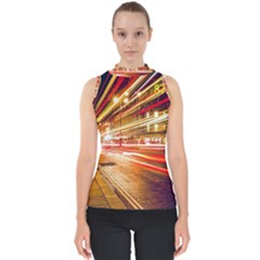 Telephone Box London Night Mock Neck Shell Top by Uceng