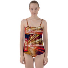 Telephone Box London Night Twist Front Tankini Set