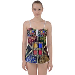 Acrylic Painting  Babydoll Tankini Set