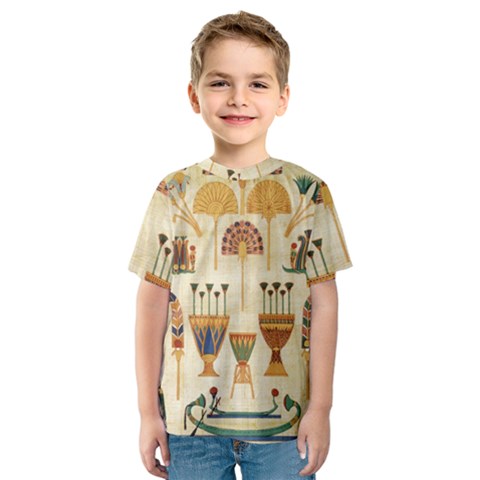 Egyptian Paper Papyrus Hieroglyphs Kids  Sport Mesh Tee by Vaneshop