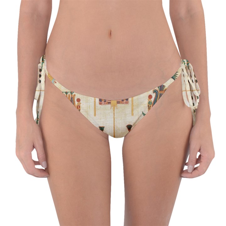 Egyptian Paper Papyrus Hieroglyphs Reversible Bikini Bottoms