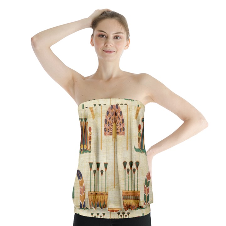 Egyptian Paper Papyrus Hieroglyphs Strapless Top