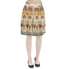 Egyptian Paper Papyrus Hieroglyphs Pleated Skirt by Vaneshop