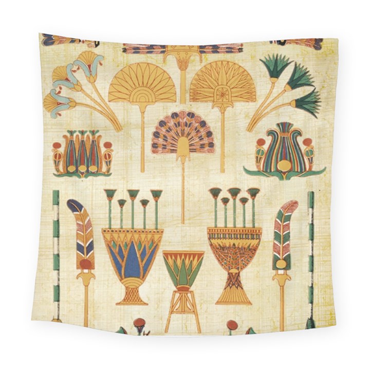 Egyptian Paper Papyrus Hieroglyphs Square Tapestry (Large)