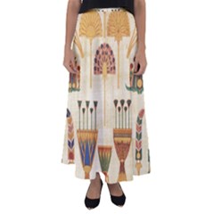 Egyptian Paper Papyrus Hieroglyphs Flared Maxi Skirt by Vaneshop