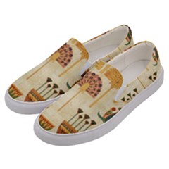 Egyptian Paper Papyrus Hieroglyphs Men s Canvas Slip Ons by Vaneshop