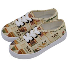 Egyptian Paper Papyrus Hieroglyphs Kids  Classic Low Top Sneakers by Vaneshop