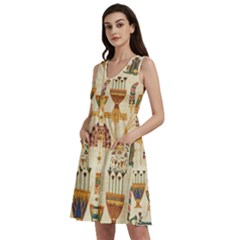 Egyptian Paper Papyrus Hieroglyphs Sleeveless Dress With Pocket by Vaneshop