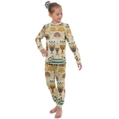 Egyptian Paper Papyrus Hieroglyphs Kids  Long Sleeve Set  by Vaneshop