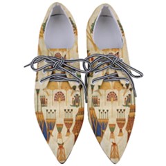 Egyptian Paper Papyrus Hieroglyphs Pointed Oxford Shoes by Vaneshop