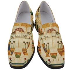 Egyptian Paper Papyrus Hieroglyphs Women s Chunky Heel Loafers by Vaneshop