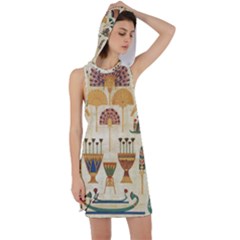 Egyptian Paper Papyrus Hieroglyphs Racer Back Hoodie Dress by Vaneshop