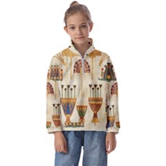 Egyptian Paper Papyrus Hieroglyphs Kids  Half Zip Hoodie by Vaneshop