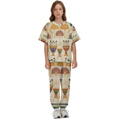 Egyptian Paper Papyrus Hieroglyphs Kids  Tee And Pants Sports Set by Vaneshop