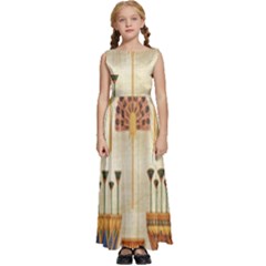 Egyptian Paper Papyrus Hieroglyphs Kids  Satin Sleeveless Maxi Dress by Vaneshop