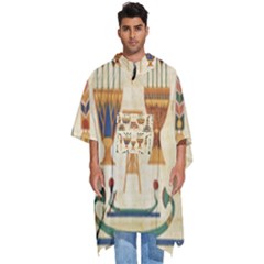 Egyptian Paper Papyrus Hieroglyphs Men s Hooded Rain Ponchos by Vaneshop