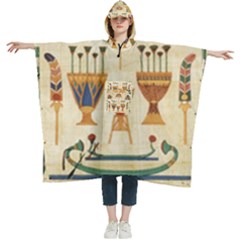 Egyptian Paper Papyrus Hieroglyphs Women s Hooded Rain Ponchos by Vaneshop