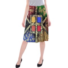 Acrylic Painting  Midi Beach Skirt by Rbudhiya