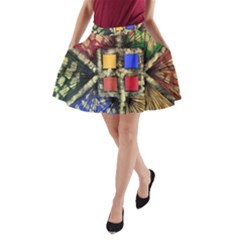 Acrylic Abstract Art Design  A-line Pocket Skirt by Rbudhiya