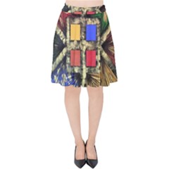 Acrylic Abstract Art Design  Velvet High Waist Skirt by Rbudhiya