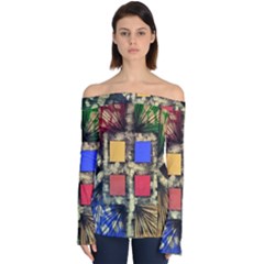 Acrylic Abstract Art Design  Off Shoulder Long Sleeve Top by Rbudhiya