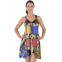 Acrylic Abstract Art Design  Show Some Back Chiffon Dress by Rbudhiya