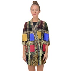 Acrylic Abstract Art Design  Half Sleeve Chiffon Kimono by Rbudhiya