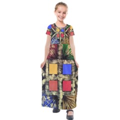 Acrylic Abstract Art Design  Kids  Short Sleeve Maxi Dress by Rbudhiya