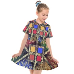 Acrylic Abstract Art Design  Kids  Short Sleeve Shirt Dress by Rbudhiya