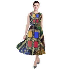 Acrylic Abstract Art Design  Round Neck Boho Dress by Rbudhiya