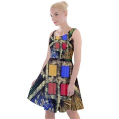 Acrylic Abstract Art Design  Knee Length Skater Dress by Rbudhiya