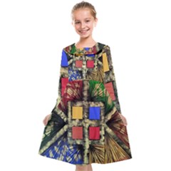 Acrylic Abstract Art Design  Kids  Midi Sailor Dress by Rbudhiya