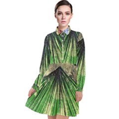 Acrylic Abstract Art Design  Long Sleeve Chiffon Shirt Dress by Rbudhiya