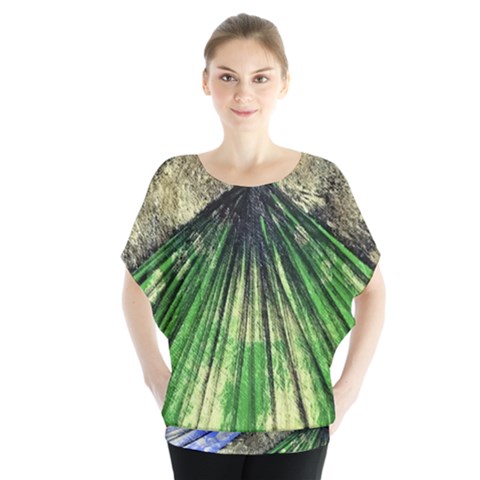 Acrylic Abstract Art Design  Batwing Chiffon Blouse by Rbudhiya