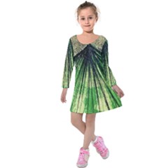 Acrylic Abstract Art Design  Kids  Long Sleeve Velvet Dress