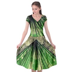 Acrylic Abstract Art Design  Cap Sleeve Wrap Front Dress by Rbudhiya