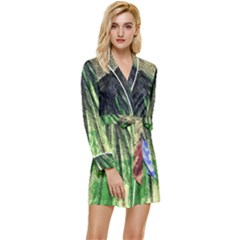 Acrylic Abstract Art Design  Long Sleeve Satin Robe by Rbudhiya