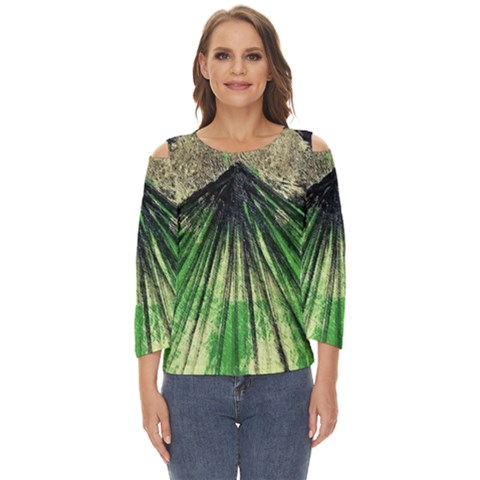 Acrylic Abstract Art Design  Cut Out Wide Sleeve Top by Rbudhiya