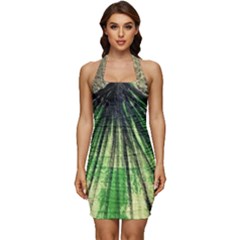 Acrylic Abstract Art Design  Sleeveless Wide Square Neckline Ruched Bodycon Dress by Rbudhiya