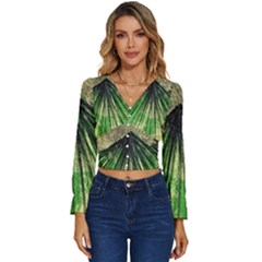 Acrylic Abstract Art Design  Long Sleeve V-neck Top by Rbudhiya