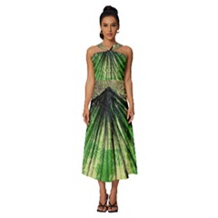 Acrylic Abstract Art Design  Sleeveless Cross Front Cocktail Midi Chiffon Dress by Rbudhiya