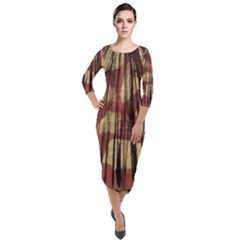 Acrylic Abstract Art Design  Quarter Sleeve Midi Velour Bodycon Dress by Rbudhiya