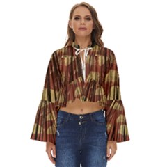 Acrylic Abstract Art Design  Boho Long Bell Sleeve Top