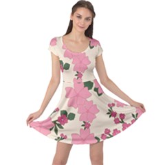 Floral Vintage Flowers Cap Sleeve Dress