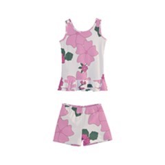 Floral Vintage Flowers Kids  Boyleg Swimsuit