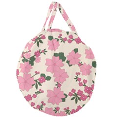 Floral Vintage Flowers Giant Round Zipper Tote