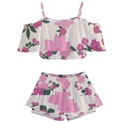 Floral Vintage Flowers Kids  Off Shoulder Skirt Bikini by Dutashop